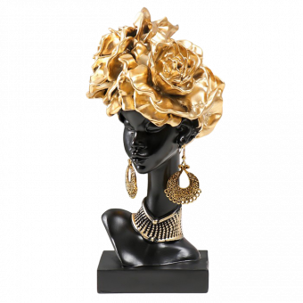 Сувенир полистоун "Африканка с золотыми розами в волосах, с ожерельем"  7332469