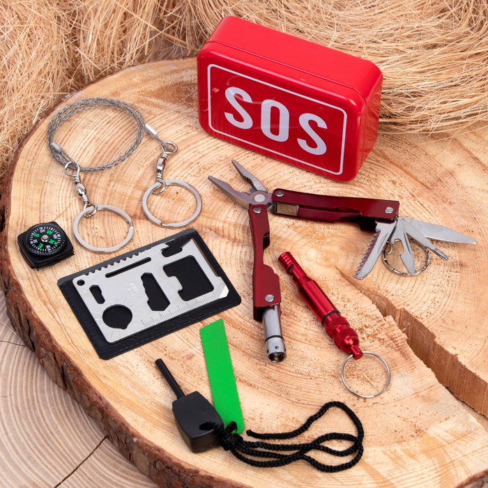 Набор для выживания 6в1: свисток, компас, цепь, карта, кремень, нож 2714843