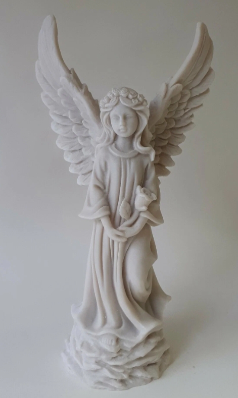 Ангел с розой мраморная крошка/ белый 637-11 Ангел с розой мраморная крошка/ белый 637-11