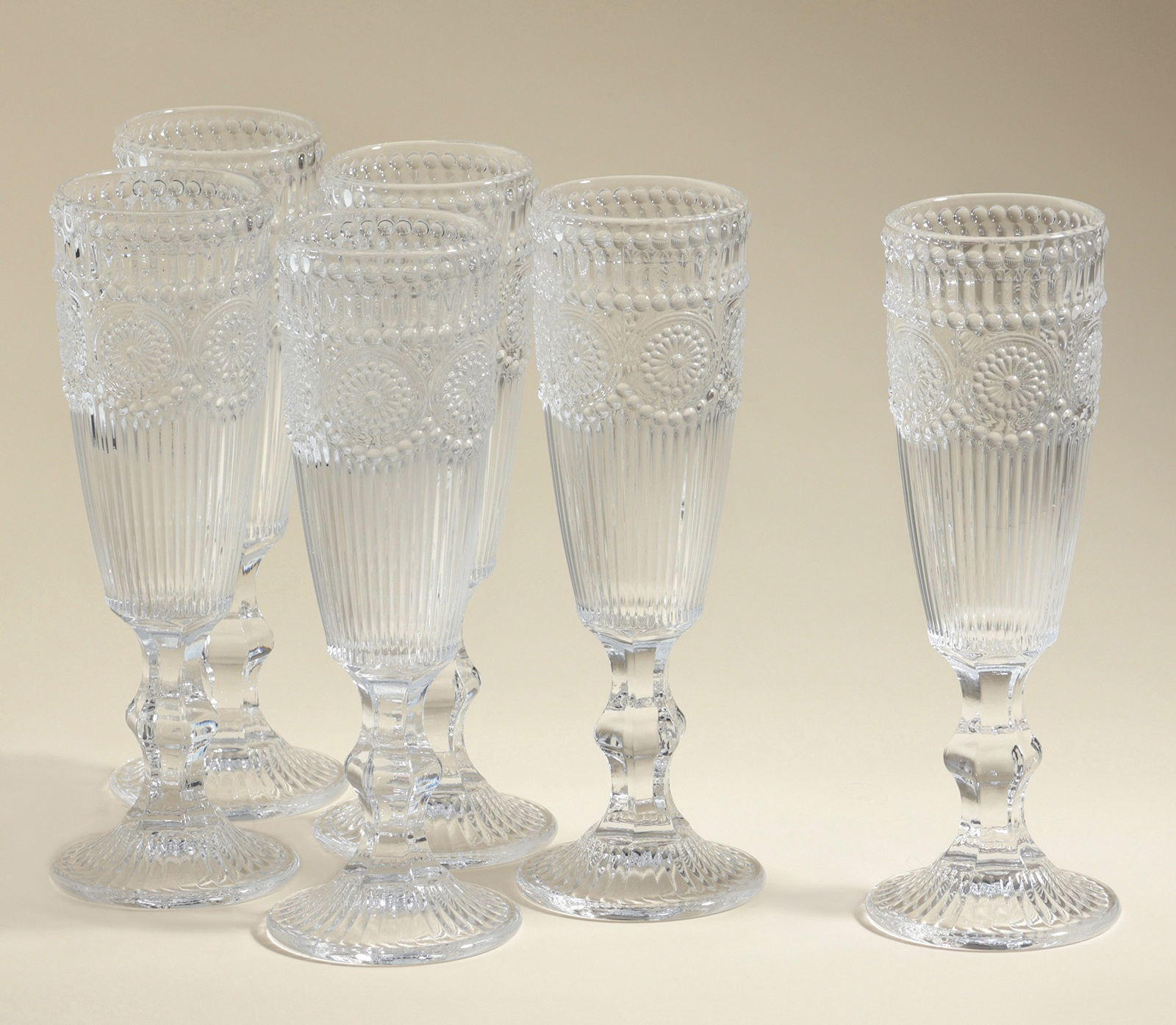 Набор бокалов для шампанскго стеклянный SL Home «Ларго», 160 мл, 6,7×20 см, 6 шт, цвет прозрачный