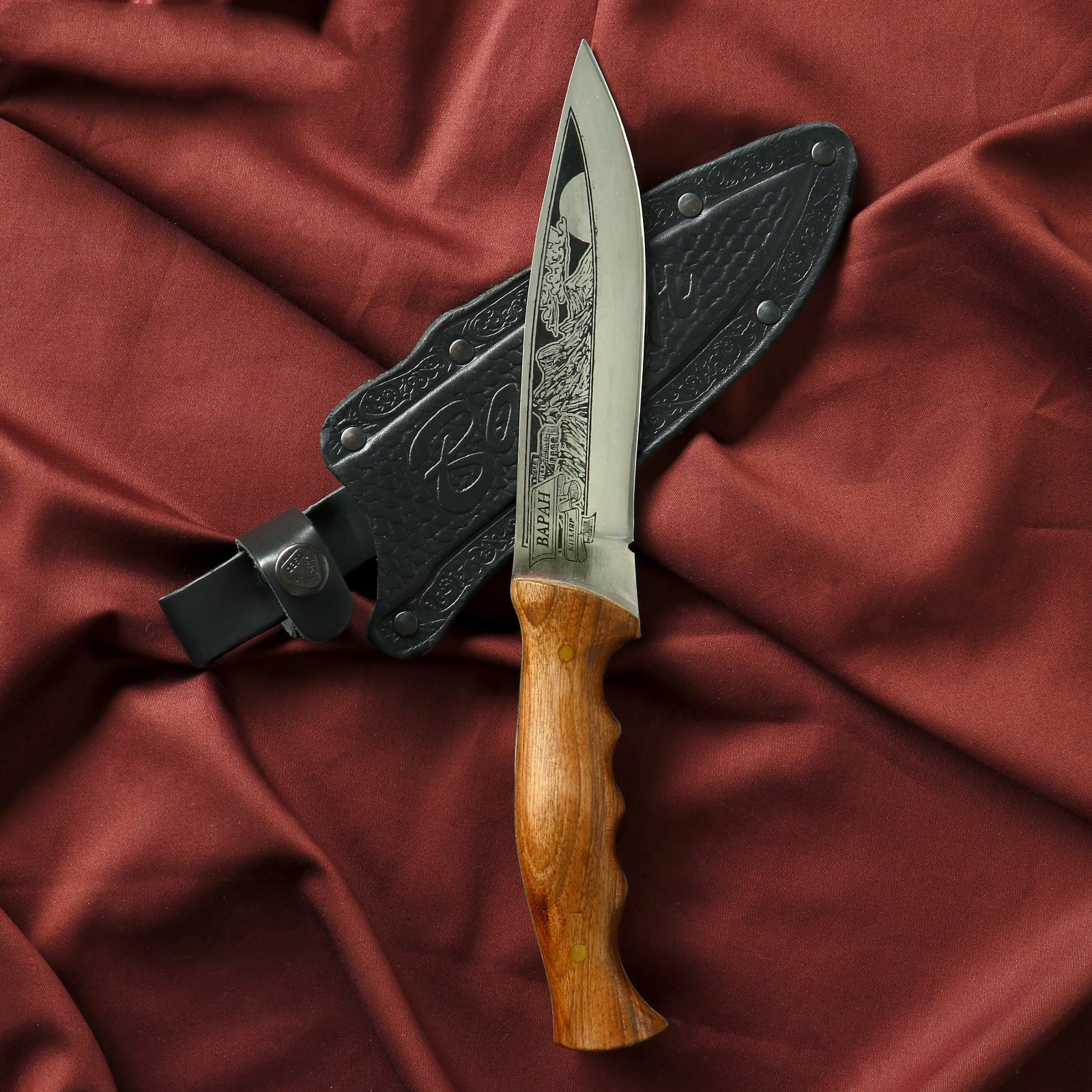 Нож кавказский, туристический "Варан" с ножнами, сталь - 40х13, вощеный орех, 14.5 см 4793706