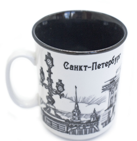 Кружка фарфор " графика Исаакий/Арка/Фонарь" [М-7]