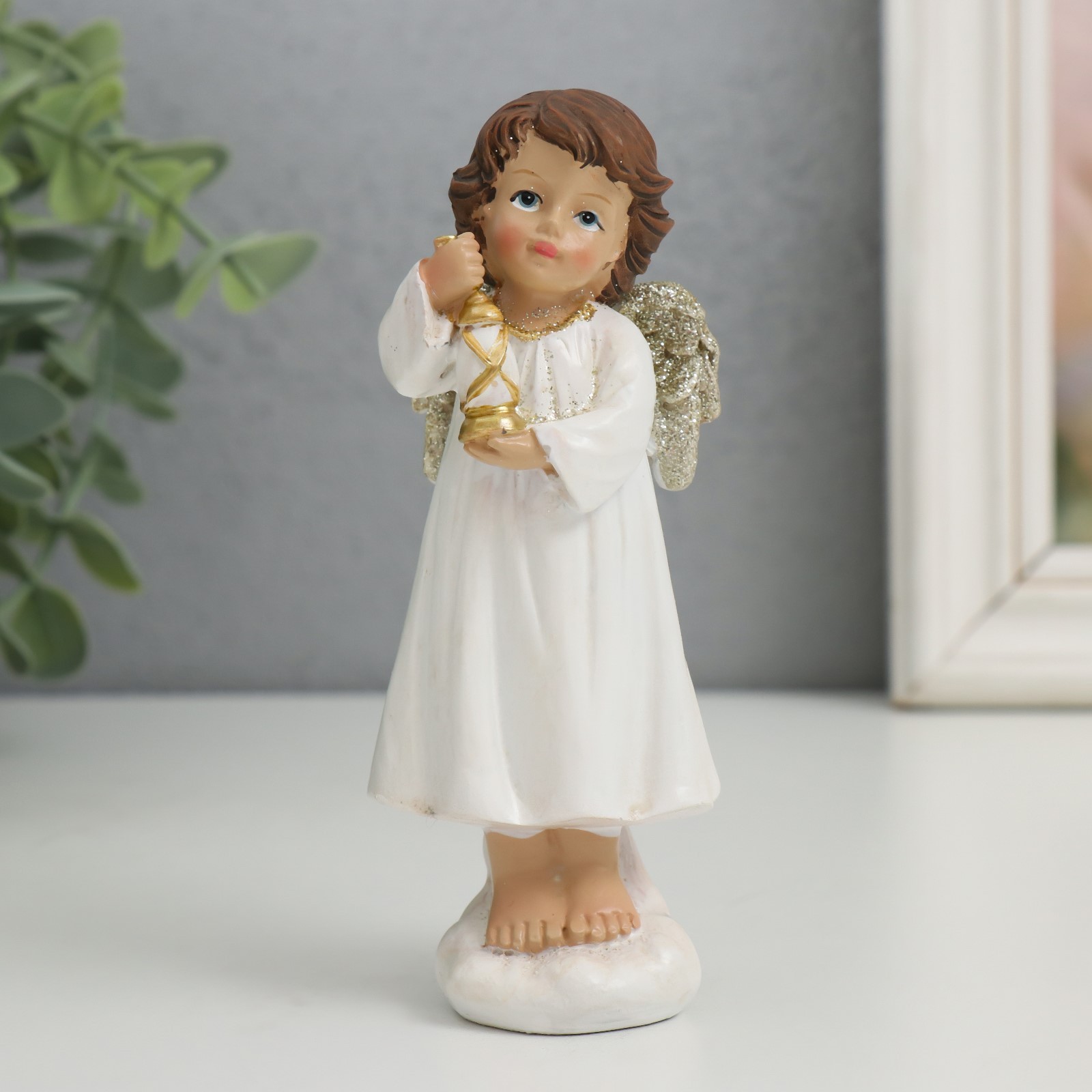 Сувенир полистоун "Ангелочек с фонариком"  4х4,8х13 см 9491525 Сувенир полистоун "Ангелочек с фонариком"  4х4,8х13 см 9491525