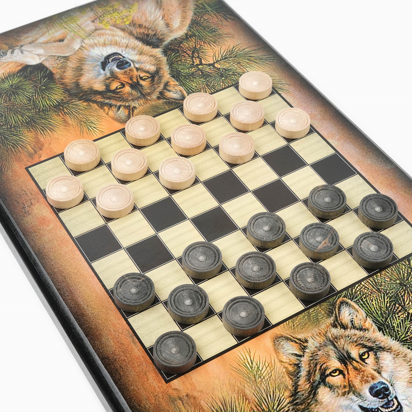 Нарды деревянные большие, "Волки", 60 х 60 см, с шашками 9913636