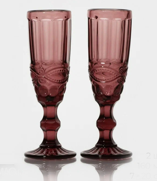 Набор бокалов для шампанского стеклянный Magistro «Ла-Манш», 160 мл, 7×20 см, 2 шт, цвет розовый