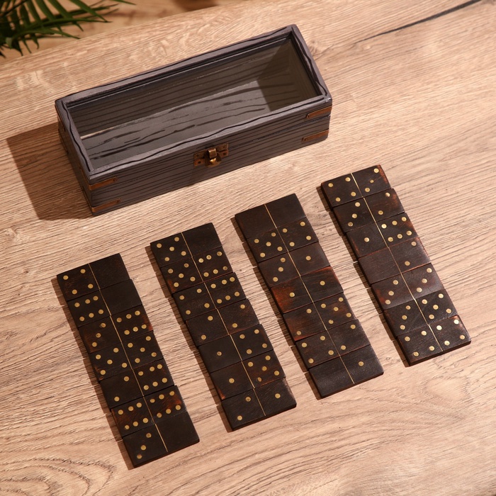 Игра настольная "Домино" в шкатулке 22х8,5х6,5 см, манговое дерево   9916797