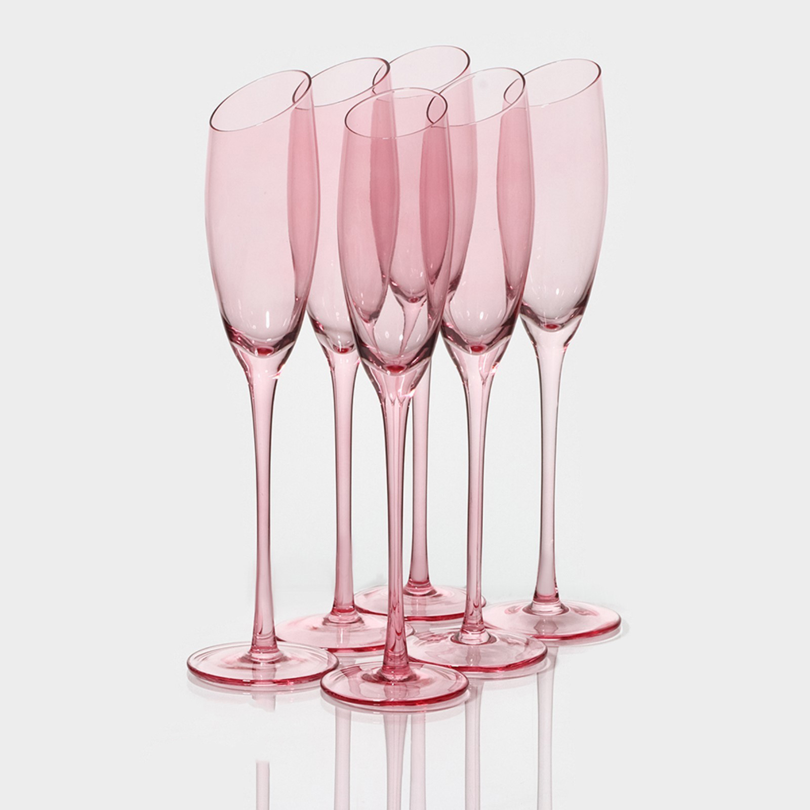Набор бокалов для шампанского "Иллюзия" 180 мл , 6 шт,розовый 7520400