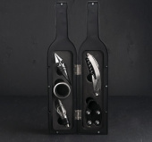 Набор для вина "Бутылка" 5 предм: пробка, кольцо, каплеуловитель, штопор, нож для  фольги 768423