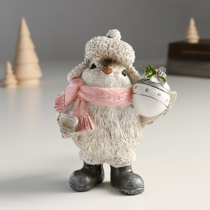 Сувенир полистоун "Воробышек в шапке-ушанке" 8,5х13х13 см 9491482