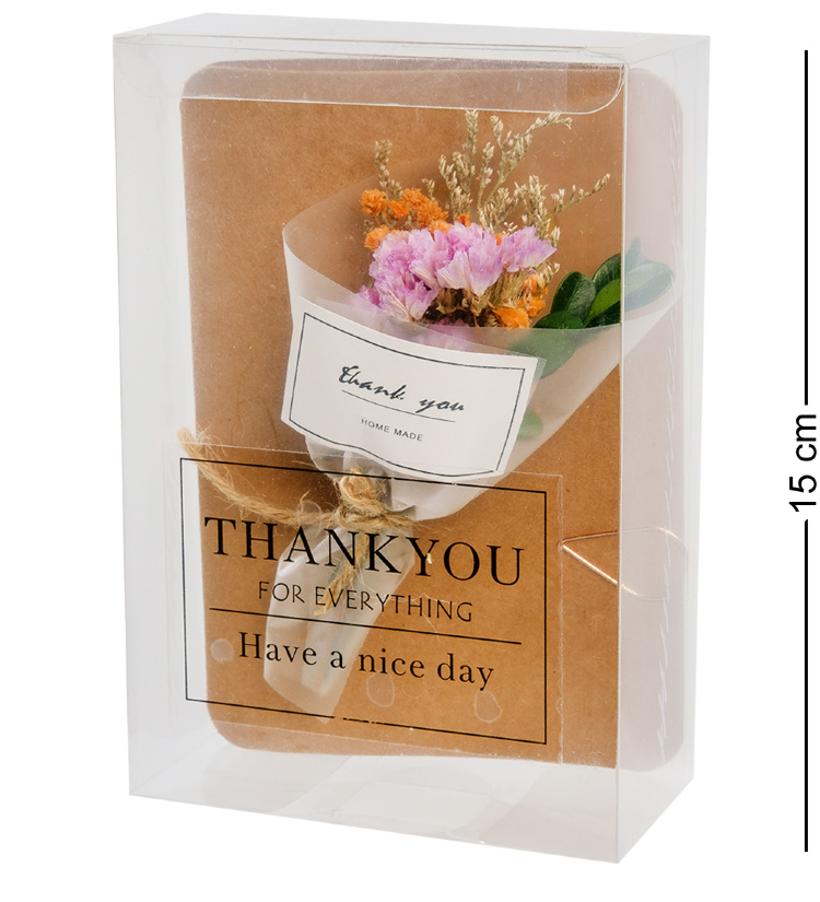 Открытка с букетом из сухоцветов в коробке ''Спасибо тебе!'' DF-96