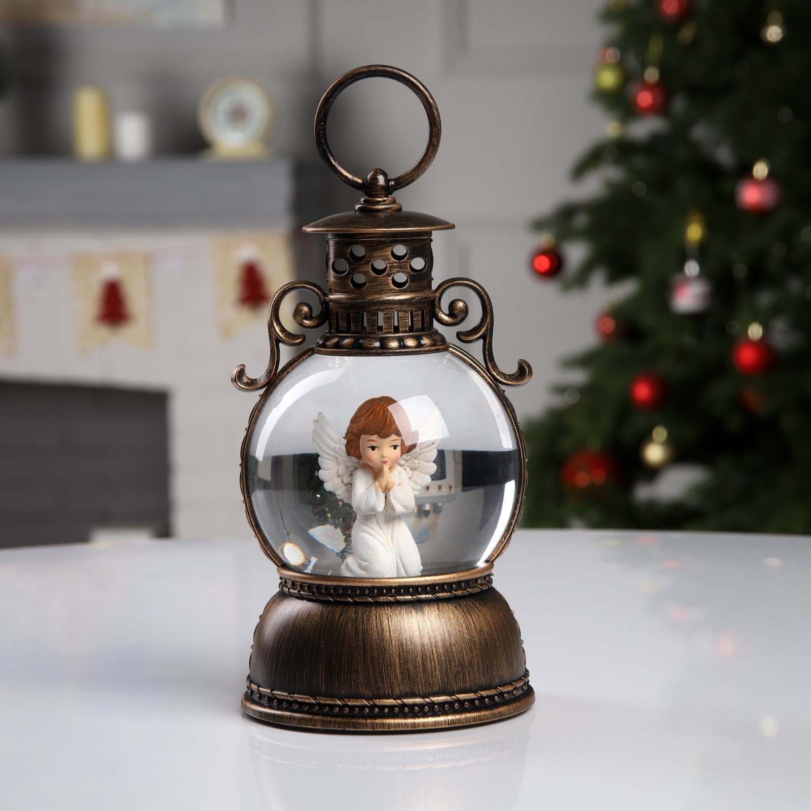 Светодиодная фигура «Фонарь с ангелом»  батарейки ААх3 (не в комплекте) 9591294 пр-во Китай