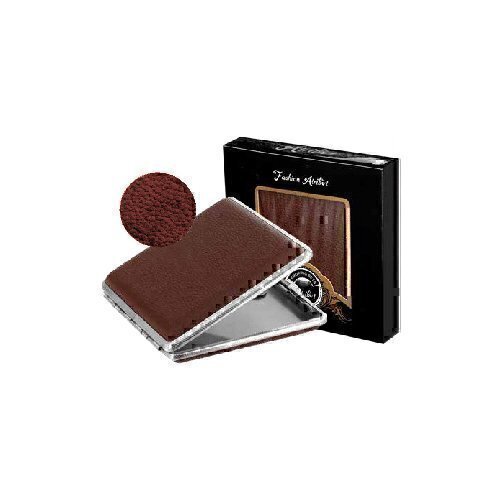 Портсигар Атрибут на 20 сигарет, металл+кожа матовый, фактур., коричневый 00000009199