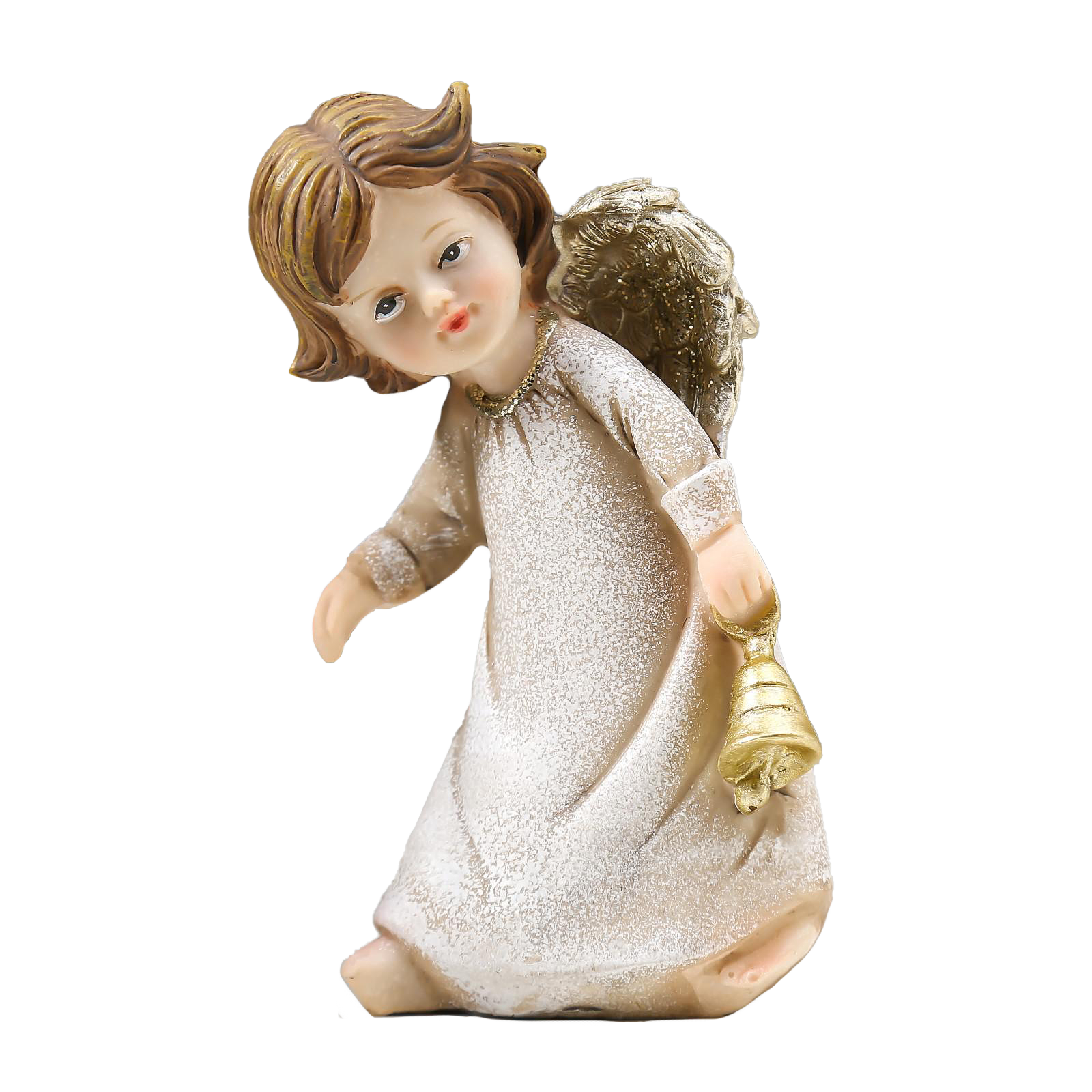 Сувенир "Ангел в бежевом платье с золотым колокольчиком" 12х7х7,5 см   4838575