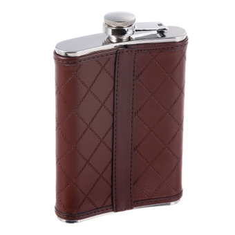 Фляга S.Quire 0,24 л, сталь+натур. кожа, коричневая HA03-8