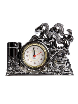 Часы органайзер для канцелярии будильник «Кони», 14×17×4 см 10762686