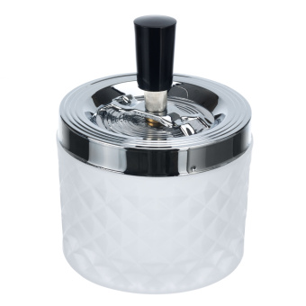 Пепельница S.Quire круглая, сталь, покрытие хром, стекло, белая, 90 мм