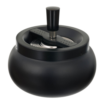 Пепельница S.Quire круглая, сталь, покрытие хром, черная краска, черная, с черной ручкой, 130 мм Пепельница S.Quire круглая, сталь, покрытие хром, черная краска, черная, с черной ручкой, 130 мм