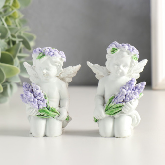 Фигурка полистоун «Белоснежный ангелок с лавандой», 7.2×4.8×4 см, МИКС 5129737