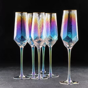 Набор бокалов для шампанского стеклянный Magistro «Дарио», 180 мл, 7×27,5 см, 6 шт, цвет перламутровый