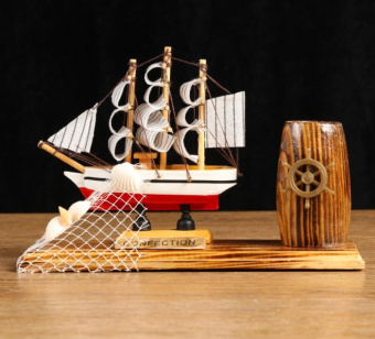 Корабль сувенирный на подставке, с карандашницей 22*7*15см 5285418 Корабль сувенирный на подставке, с карандашницей 22*7*15см 5285418