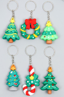 Брелок резина "Новогодняя ёлочка" МИКС 2,2х4х6 см   9614948