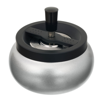 Пепельница S.Quire круглая, сталь, покрытие хром, черная краска, серая, с черной ручкой, 130 мм