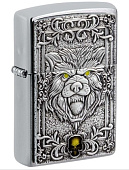 Зажигалка ZIPPO Wolf Emblem с покрытием Brushed Chrome, латунь/сталь, серебристая, 36x13x57 мм Зажигалка ZIPPO Wolf Emblem с покрытием Brushed Chrome, латунь/сталь, серебристая, 36x13x57 мм