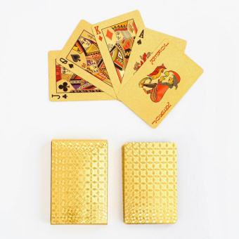 Карты игральные пластиковые "Абстракция", 54 шт, 30 мкм, 8.8×5.7 см, золотистые арт.596240