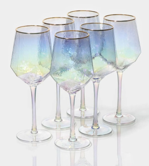 Набор бокалов для вина стеклянный Magistro «Дарио», 500 мл, 7,3×25 см, 6 шт, цвет перламутровый