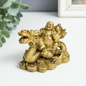 Нэцке под бронзу "Хотей верхом на драконе" 6х9,5х7 см 9306715