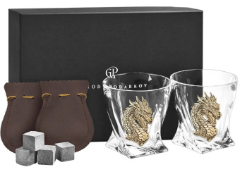 Набор бокалов д/виски "Дракон" 2шт + камни, мешки в подароч.уп. 13000466