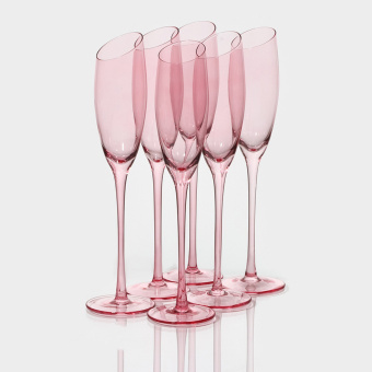 Набор бокалов для шампанского "Иллюзия" 180 мл , 6 шт,розовый 7520400