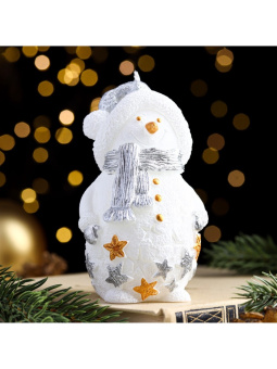 Свеча декоративная "Снеговичок", 6×5,5×11 см, белый