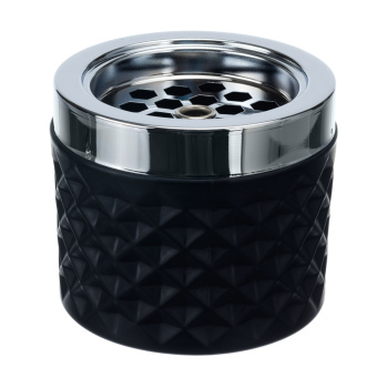 Пепельница S.Quire круглая, сталь, покрытие хром, стекло, черная, 90 мм