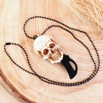 Нож-брелок складной перочинный "Череп" 7,8см, клинок 29мм/1,5мм, на цепочке 10135856