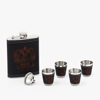 Набор «Герб РФ»: фляжка 240 мл, 4 стопки, воронка 9280486