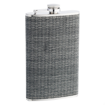 Фляга S.Quire 0,27 л, сталь+иск. кожа, светло-серая GS02-9